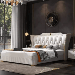 Imperial Bliss Upholstered Luxurious Bed in Peach
